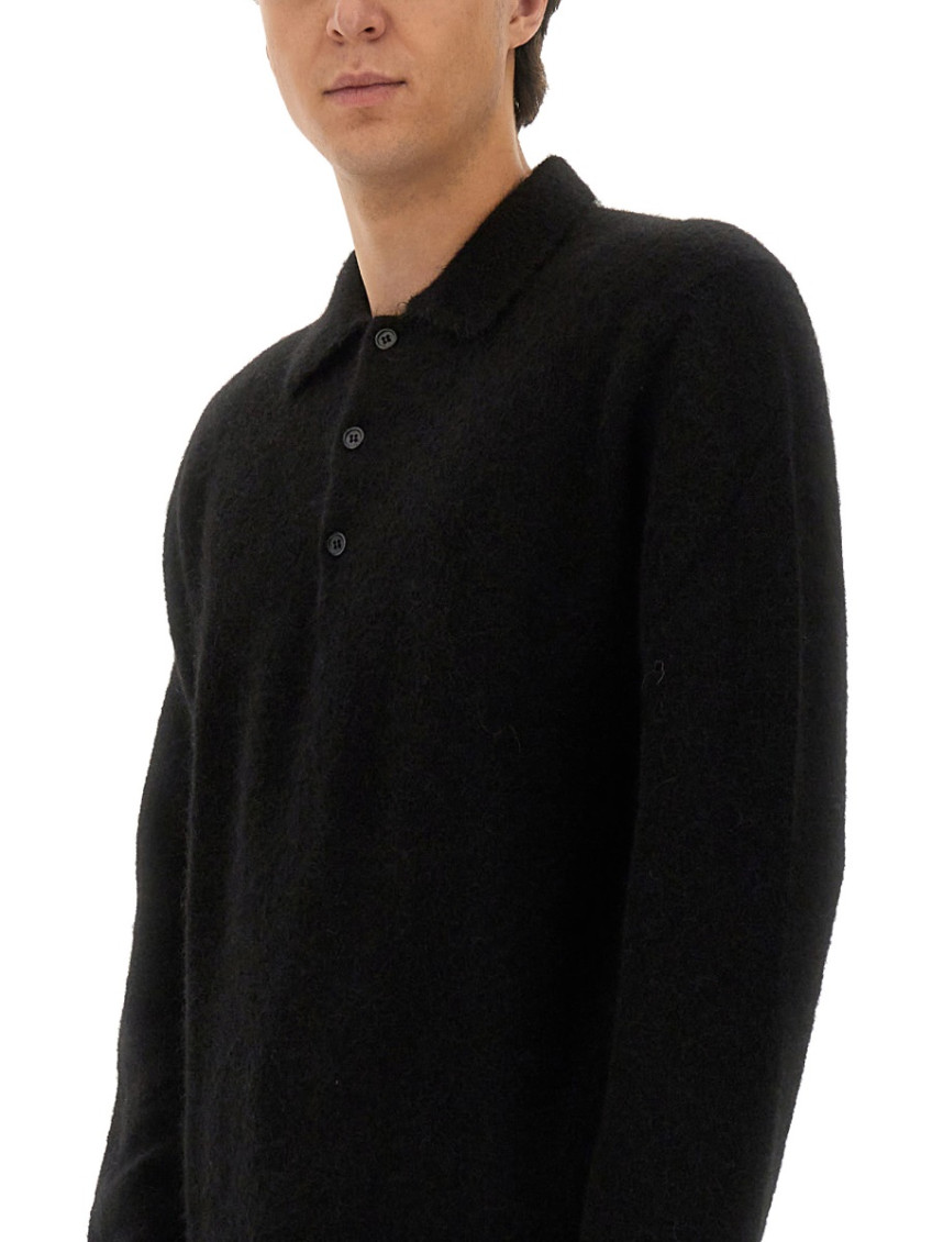 Wool Sweater With Polo Collar
