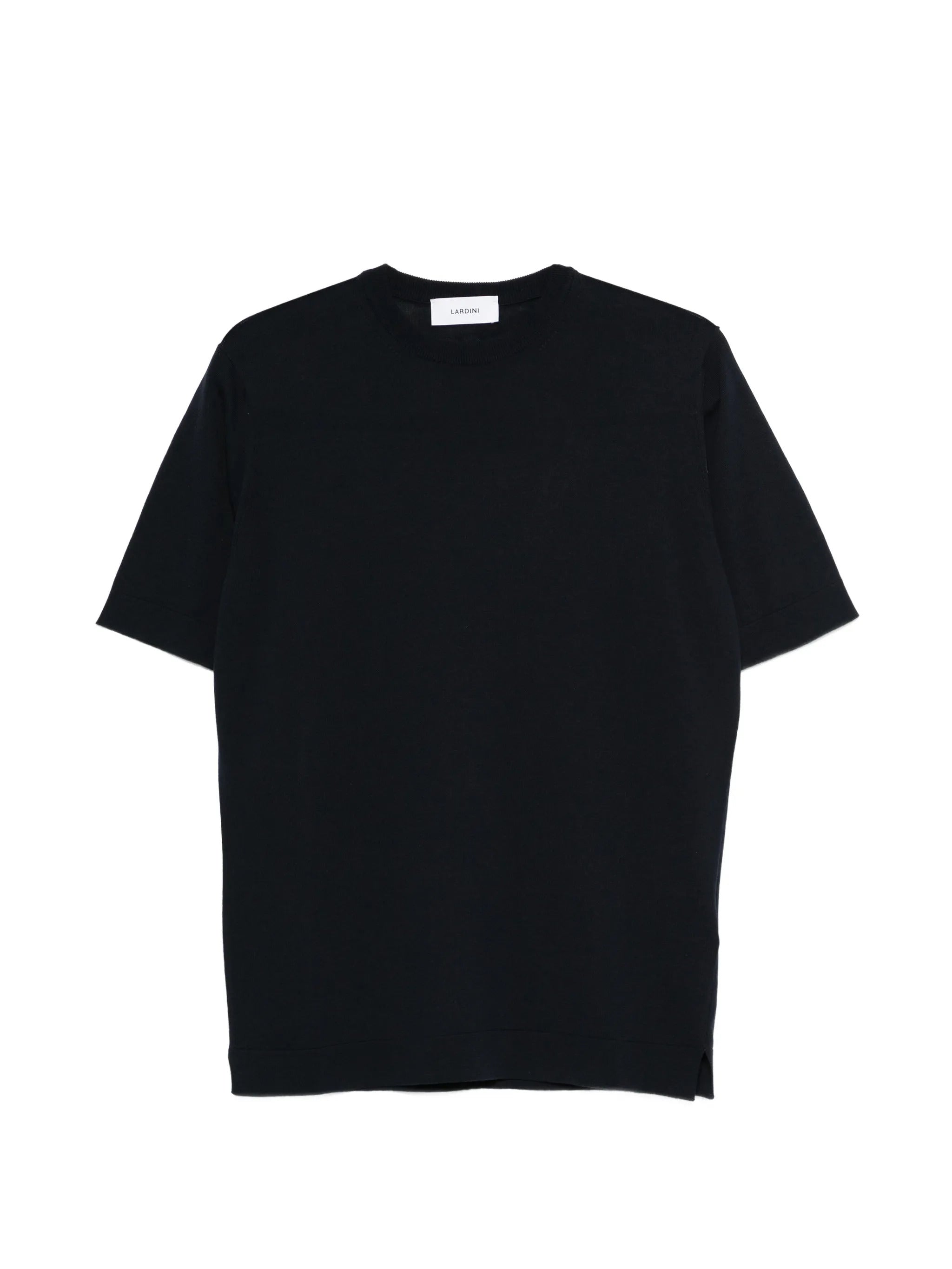 Ribbed Crew Neck Short-Sleeve T-Shirt with Cuffs and Hem