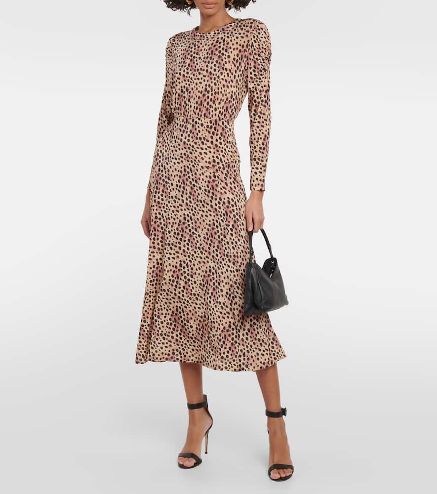 Rixo Cerise leopard-print midi dress