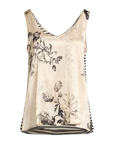 Woman Top Beige Size 8 Silk, Elastane, Cotton