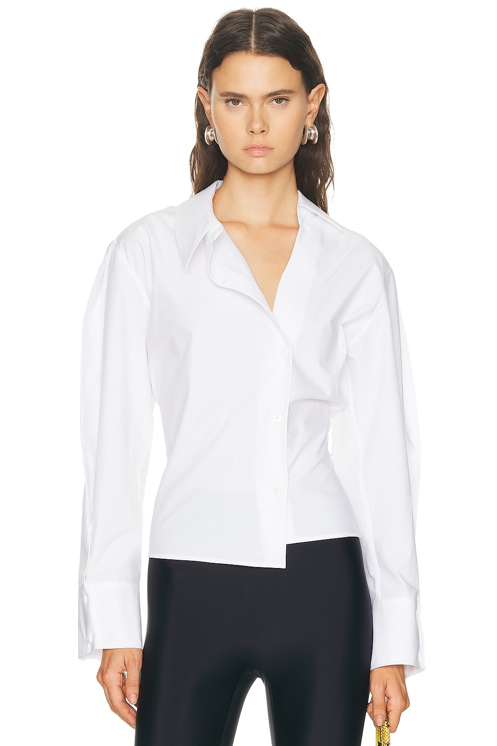 THE ATTICO Asymmetrical Shirt in White - White. 40 also