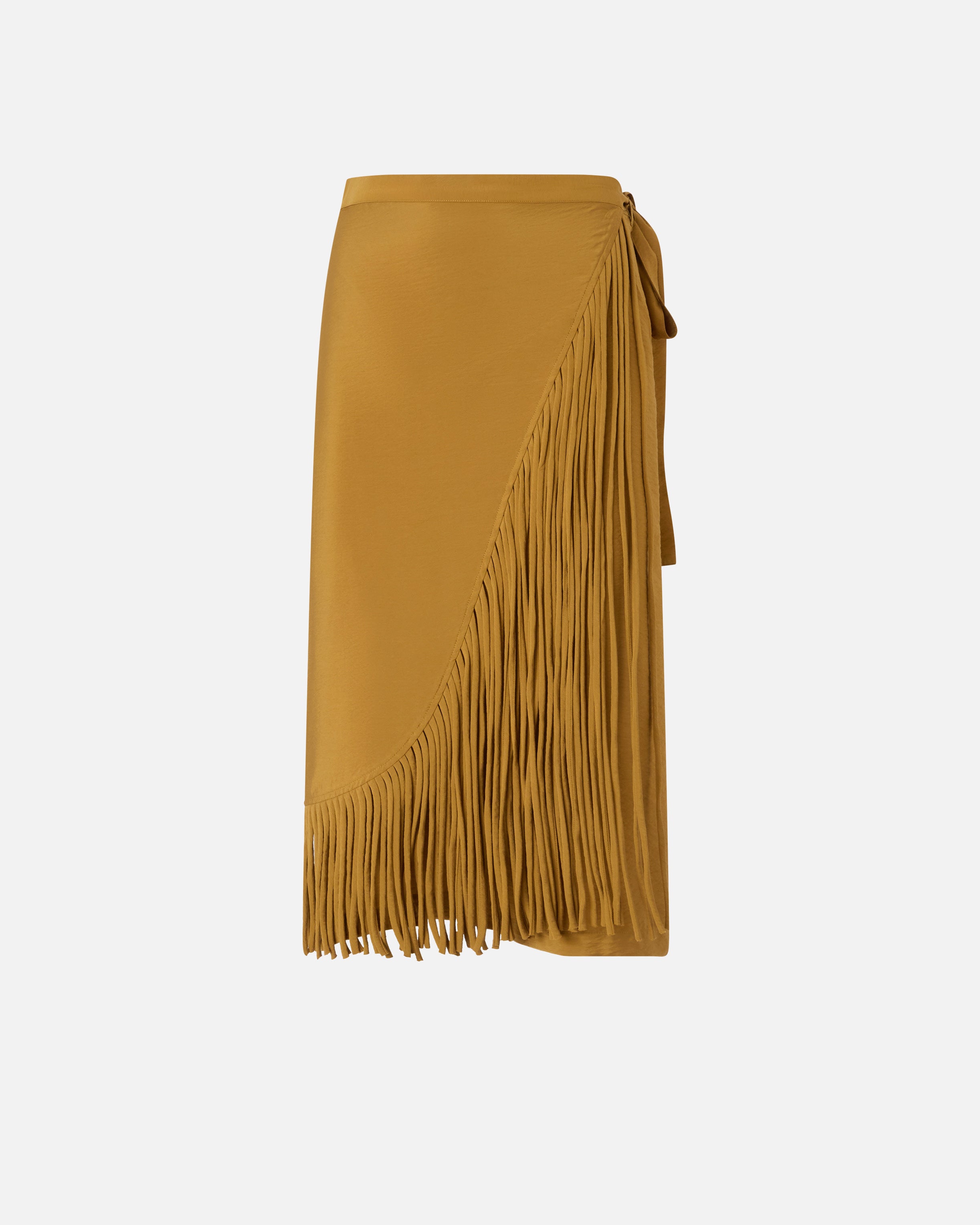 Calf-length wrap skirt with fringing - 36