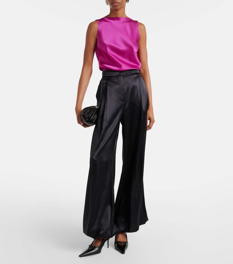 Open-back silk-blend satin top