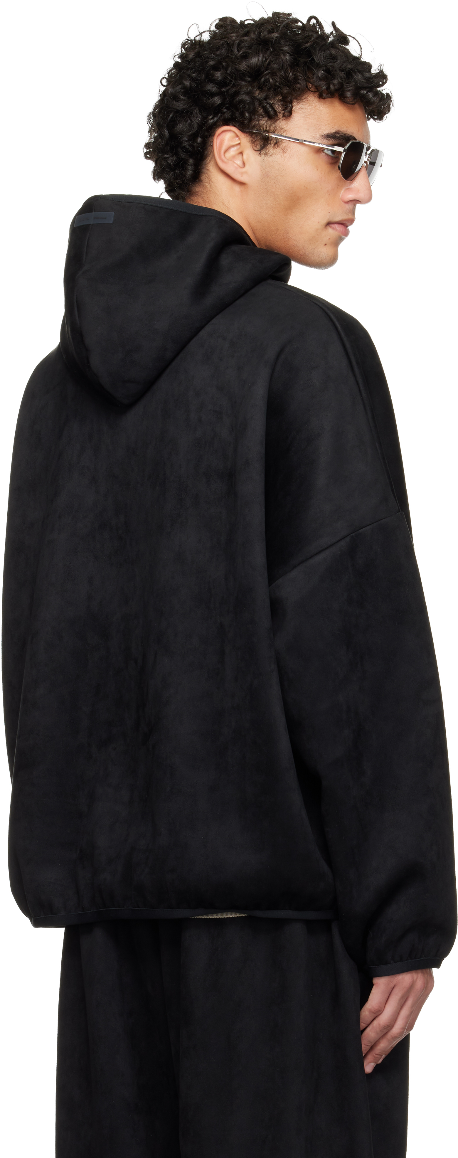 Black Holiday Faux-Suede Fleece Modern Hoodie