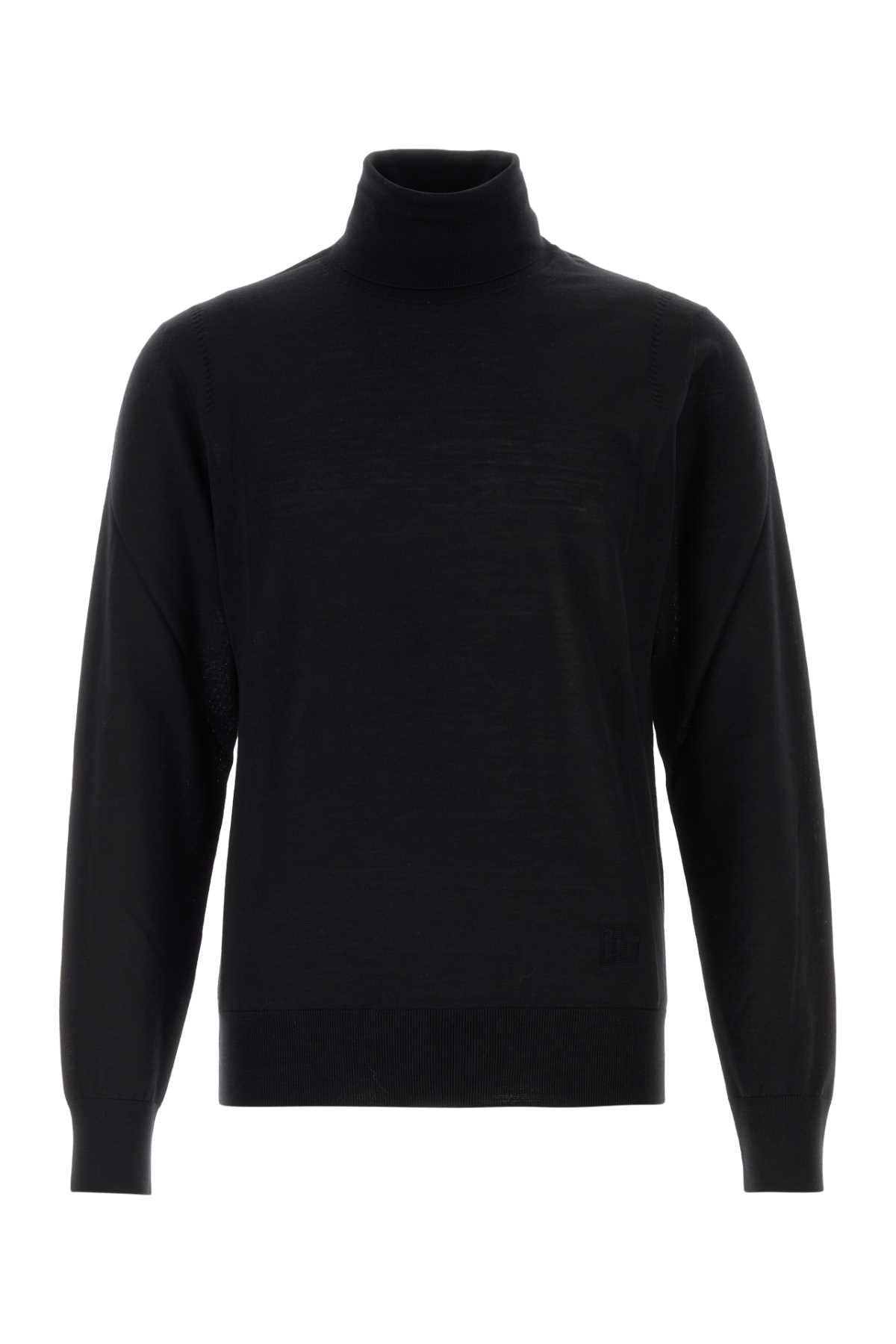 Virgin Wool Turtleneck Sweater — Black