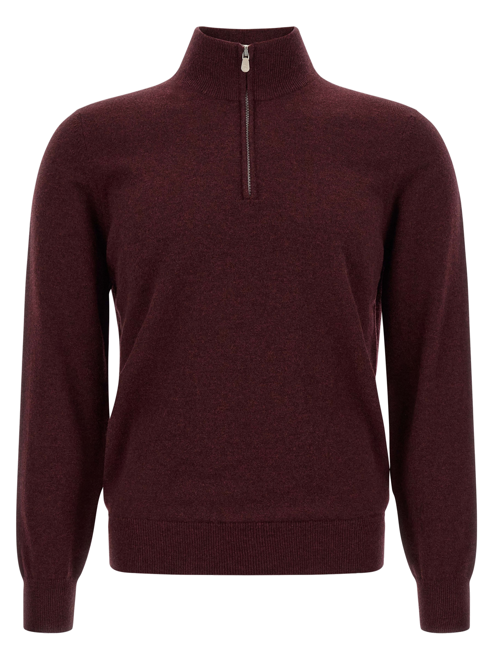Cashmere Half-Zip Cardigan — Burgundy