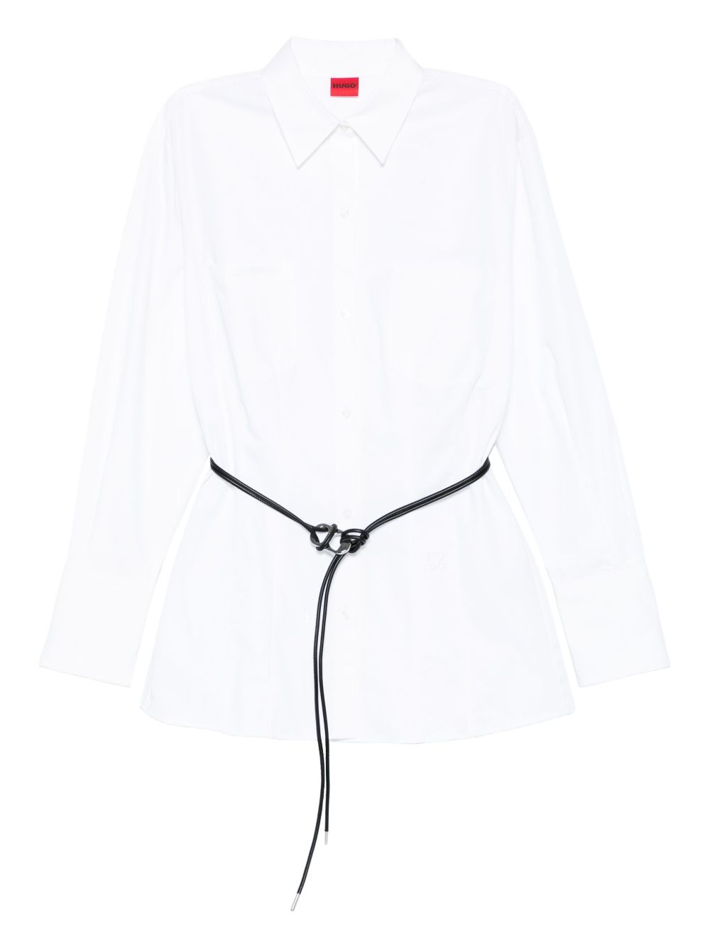 Belted cotton shirt - White