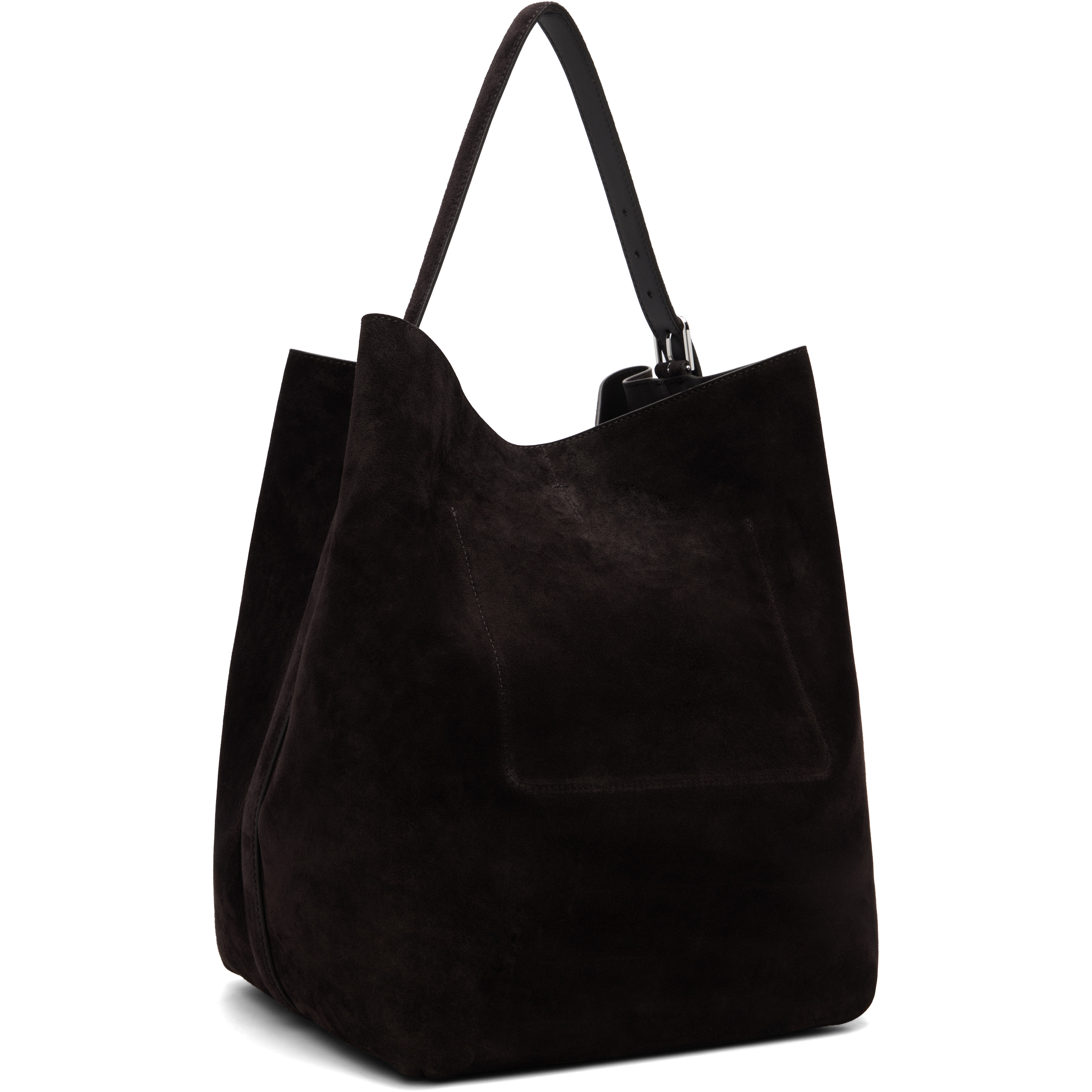 Brown Belted Suede Tote