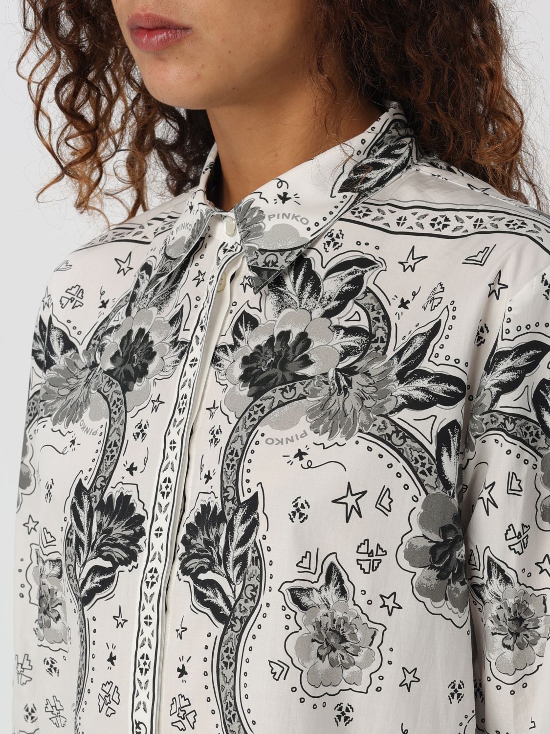 Floral-print cotton shirt - White
