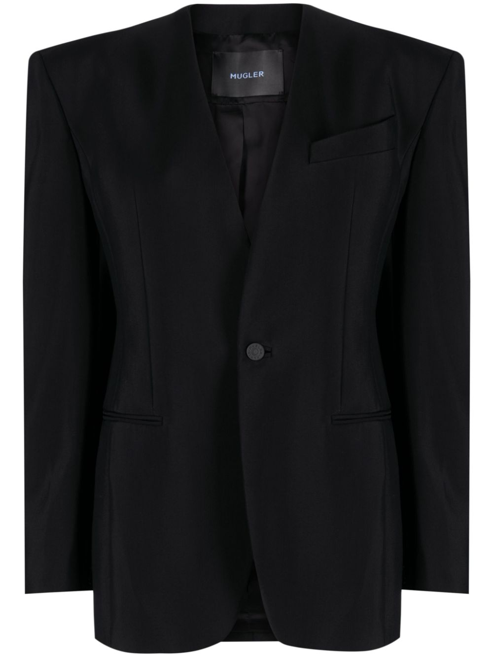 Structured collarless blazer - Black