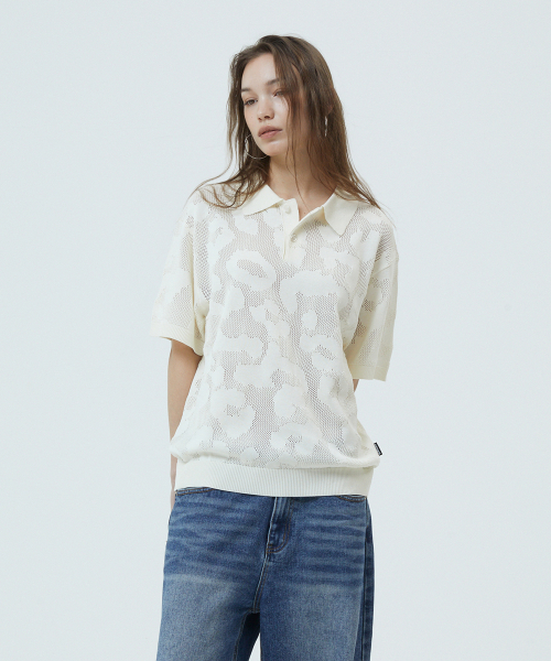 LEOPARD CROCHET COLLAR KNIT IVORY