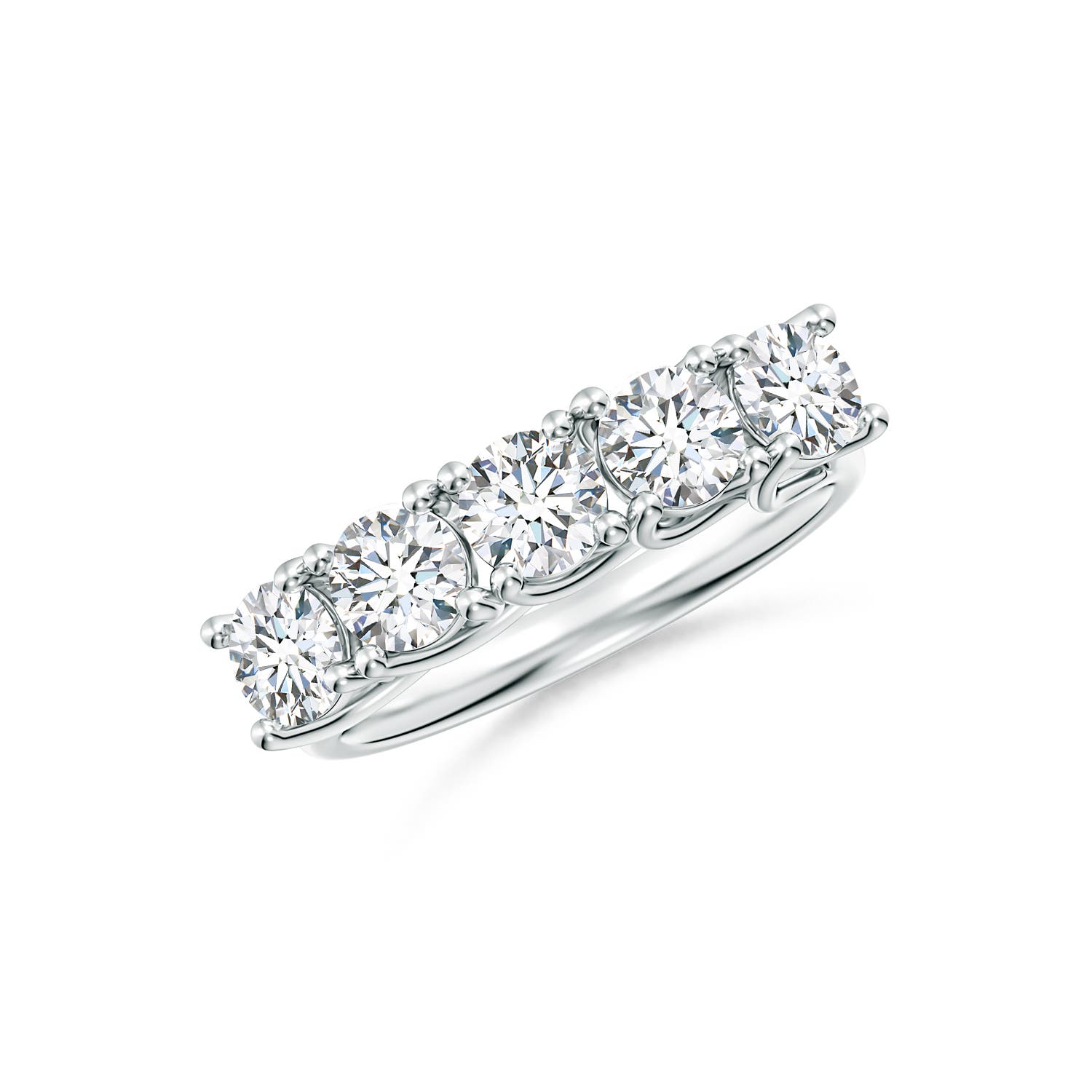 Angara 1.5 Carats Half Eternity Five Stone Diamond Wedding Band in 18K White Gold