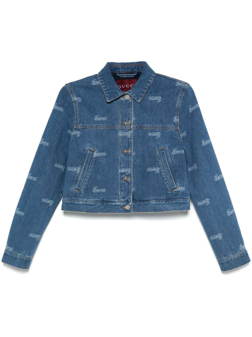 Lasered denim jacket - Blue