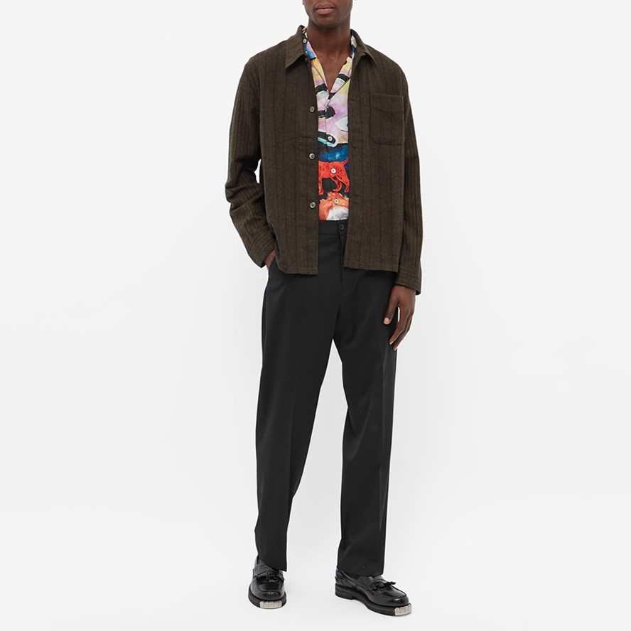 Straight-leg wool chinos