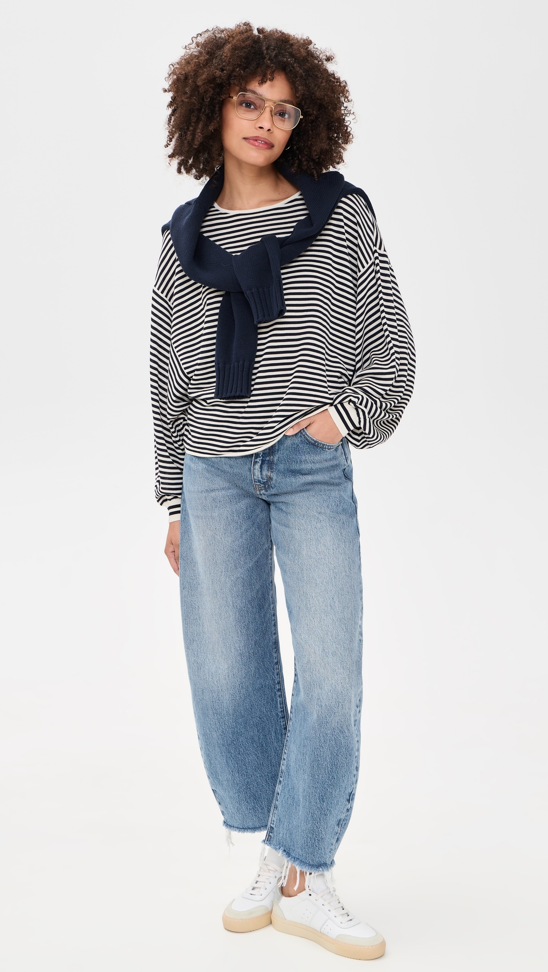 The Stripe Slouchy Sweater Cream Multi