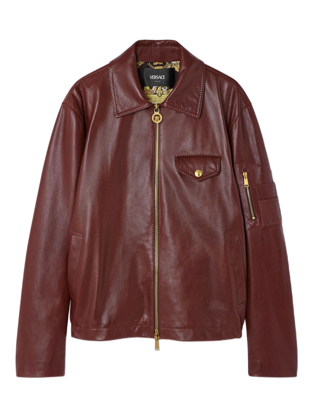 Biker-style leather jacket - Brown