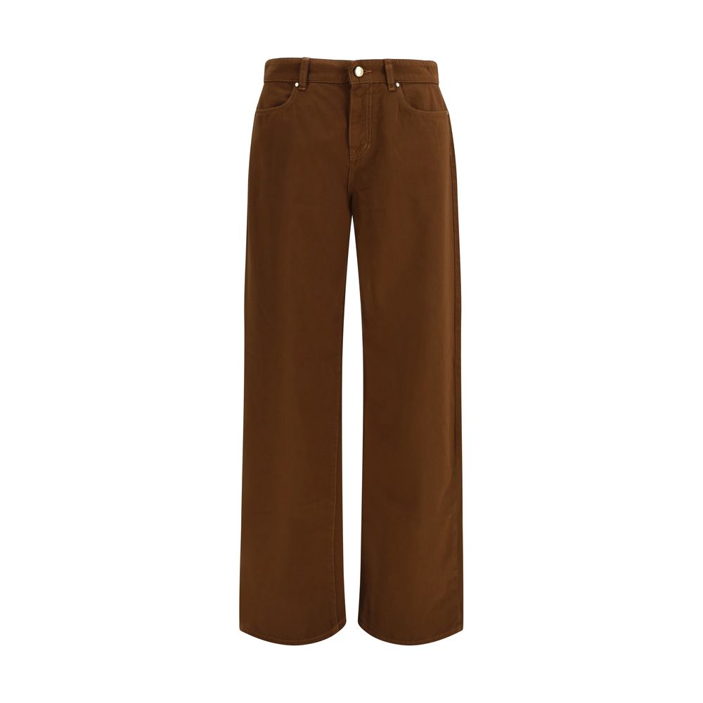 Cotton Satin Trousers — Brown