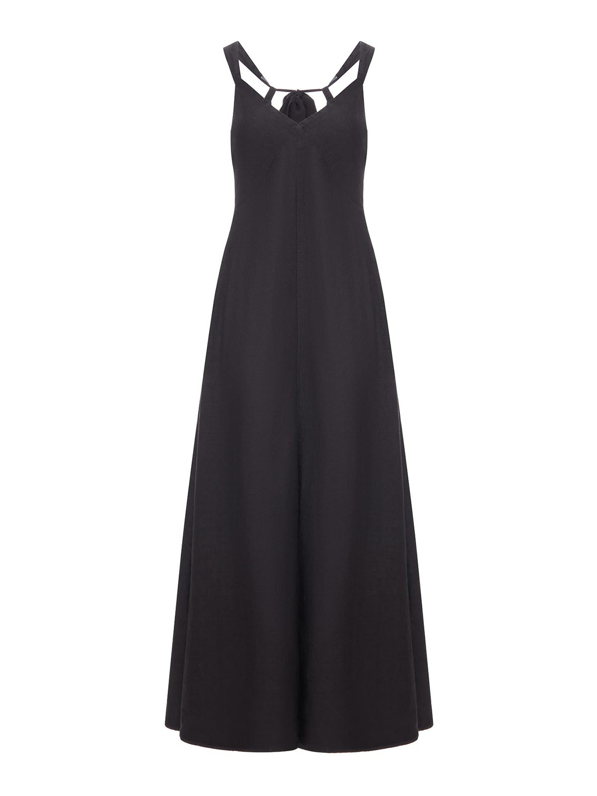 Long Linen Dress With Chiffon Inserts