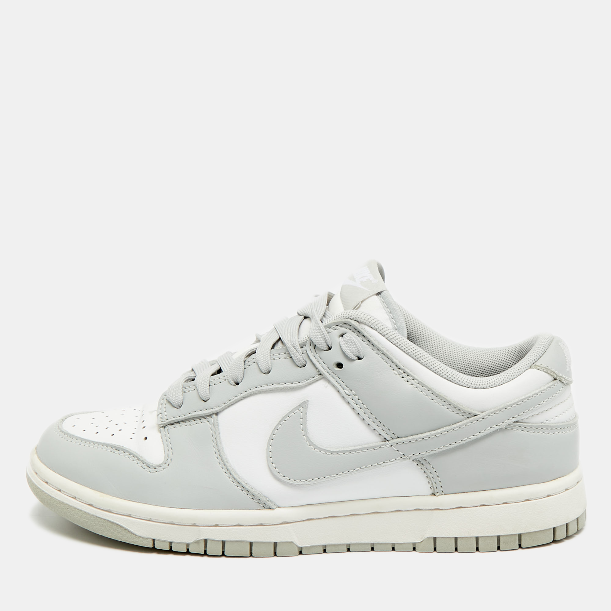 Nike Dunk Low 38.5 White/Grey Fog Leather Lace Up Sneaker