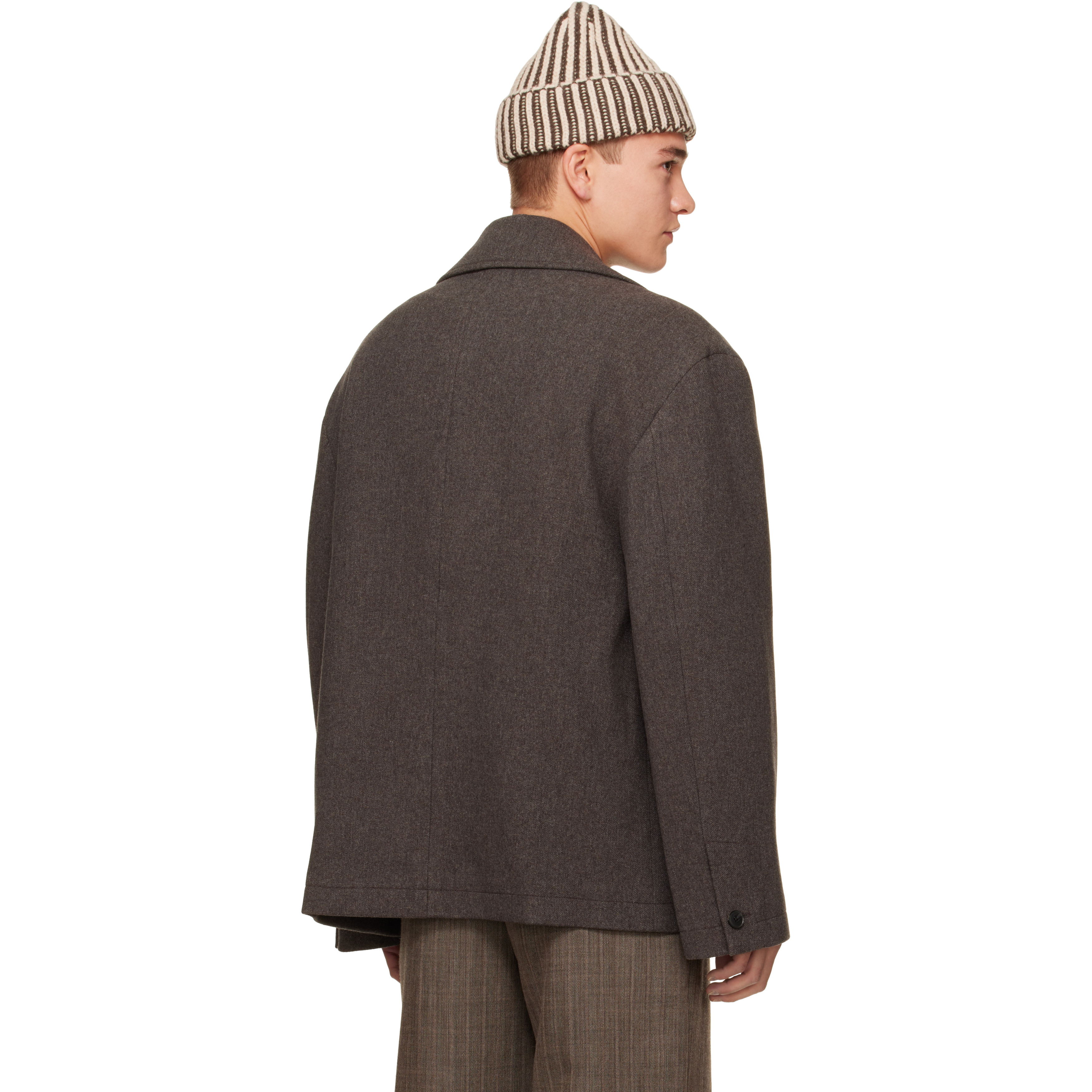 Brown Sentence Peacoat Jacket