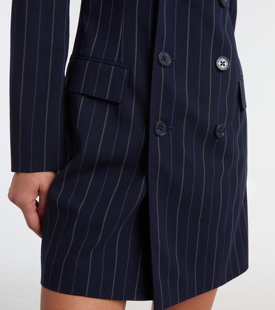 Striped double-breasted wool blazer dress