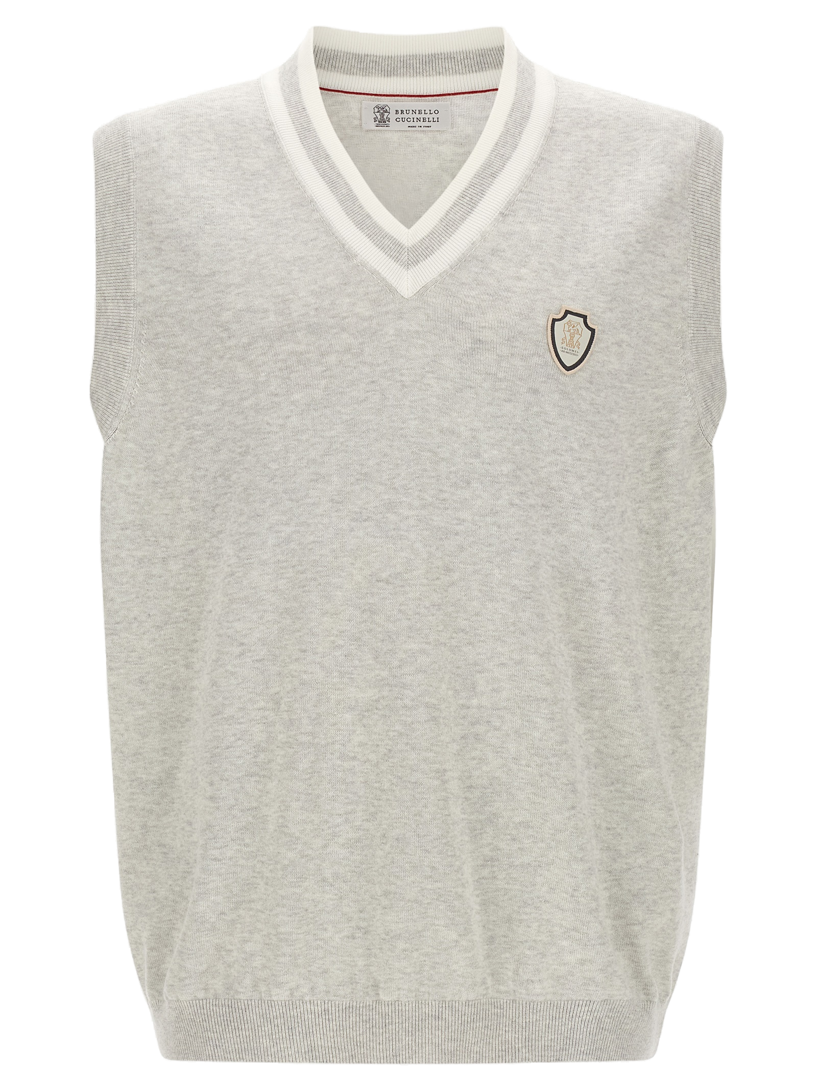 Cotton V-Neck Sweater Vest — Gray