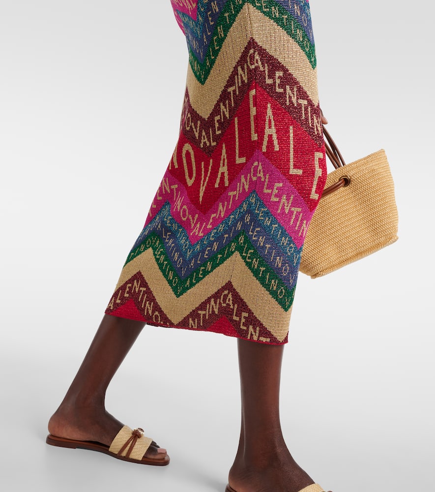 Logo knitted jacquard midi dress