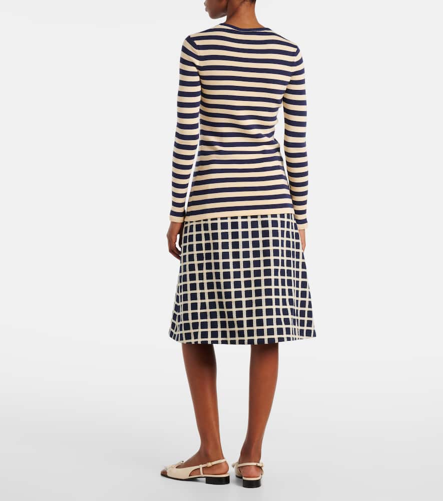 Striped ribbed-knit cotton sweater