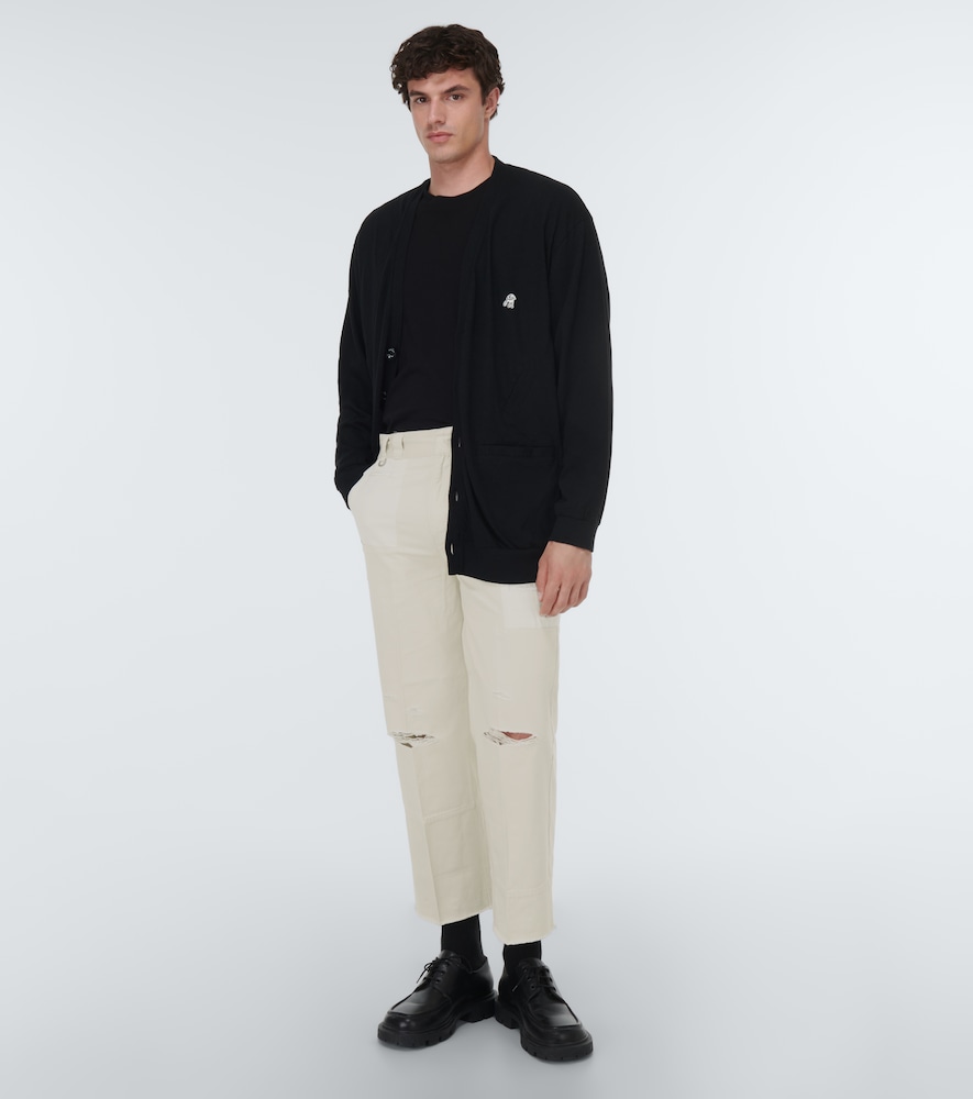 Distressed straight-leg cotton pants