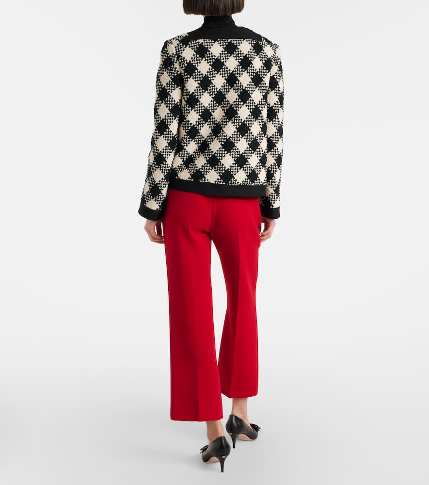 VLogo cropped virgin wool crêpe flared pants