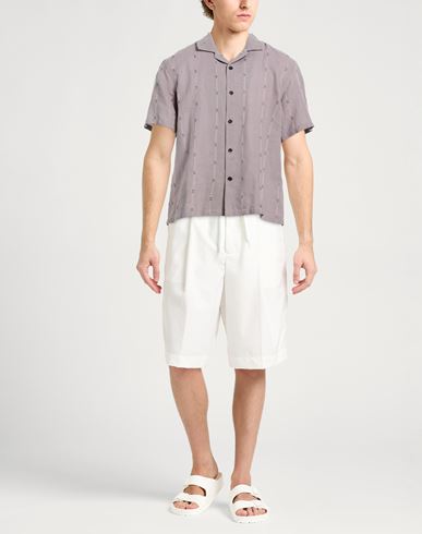 Man Shirt Lilac Size M Cotton, Linen