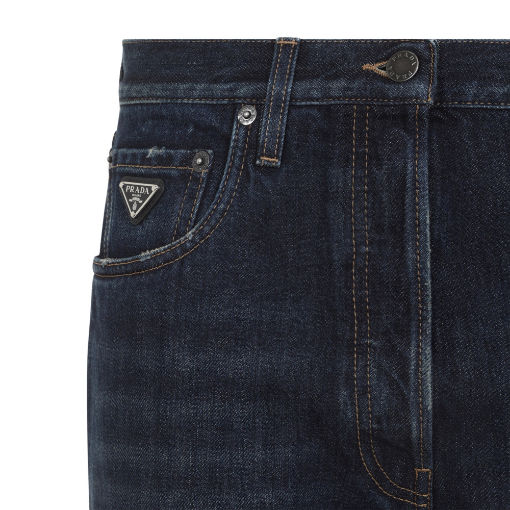Blue Straight Mid Rise Jeans