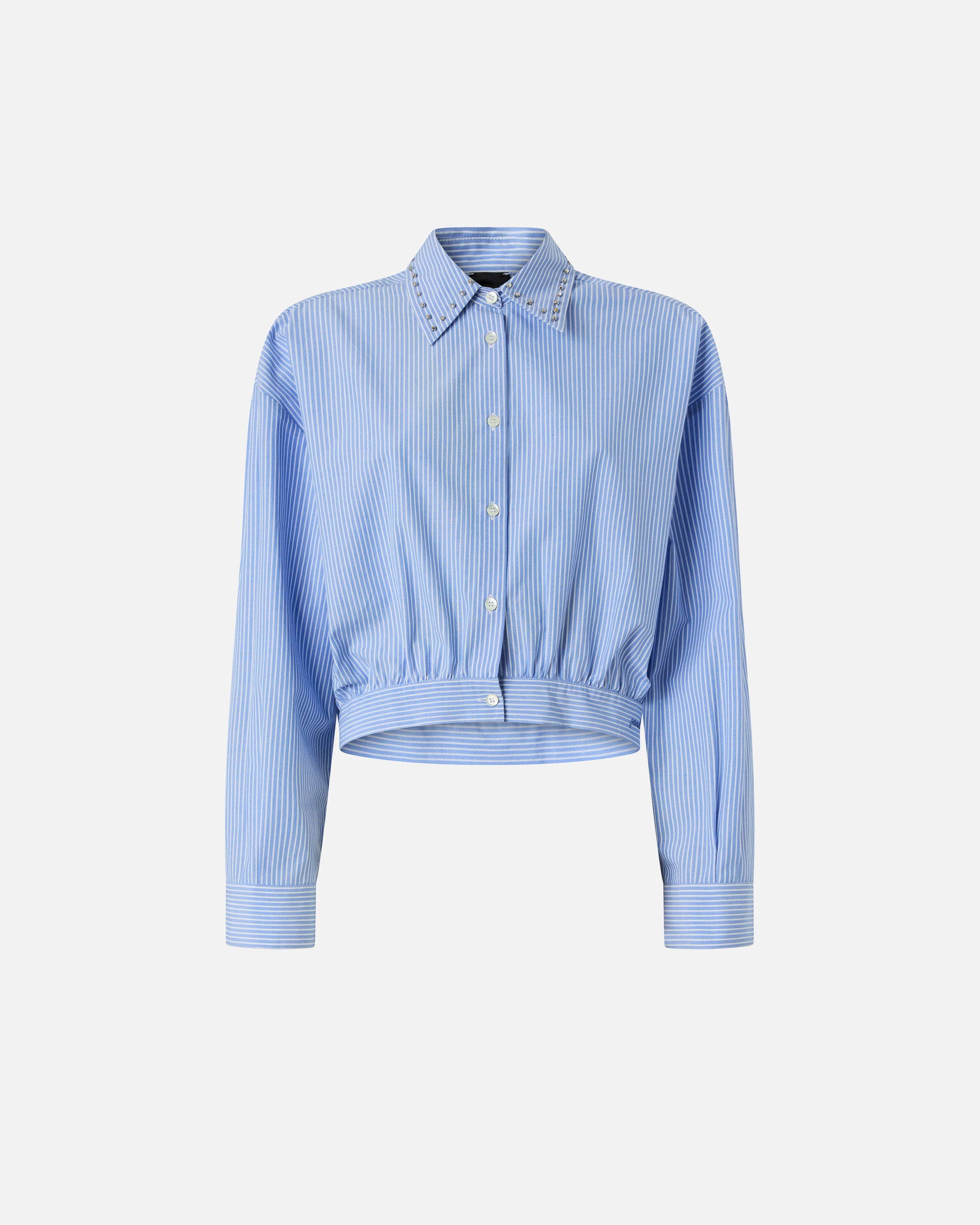 Cropped striped shirt with jewel collar - 46
