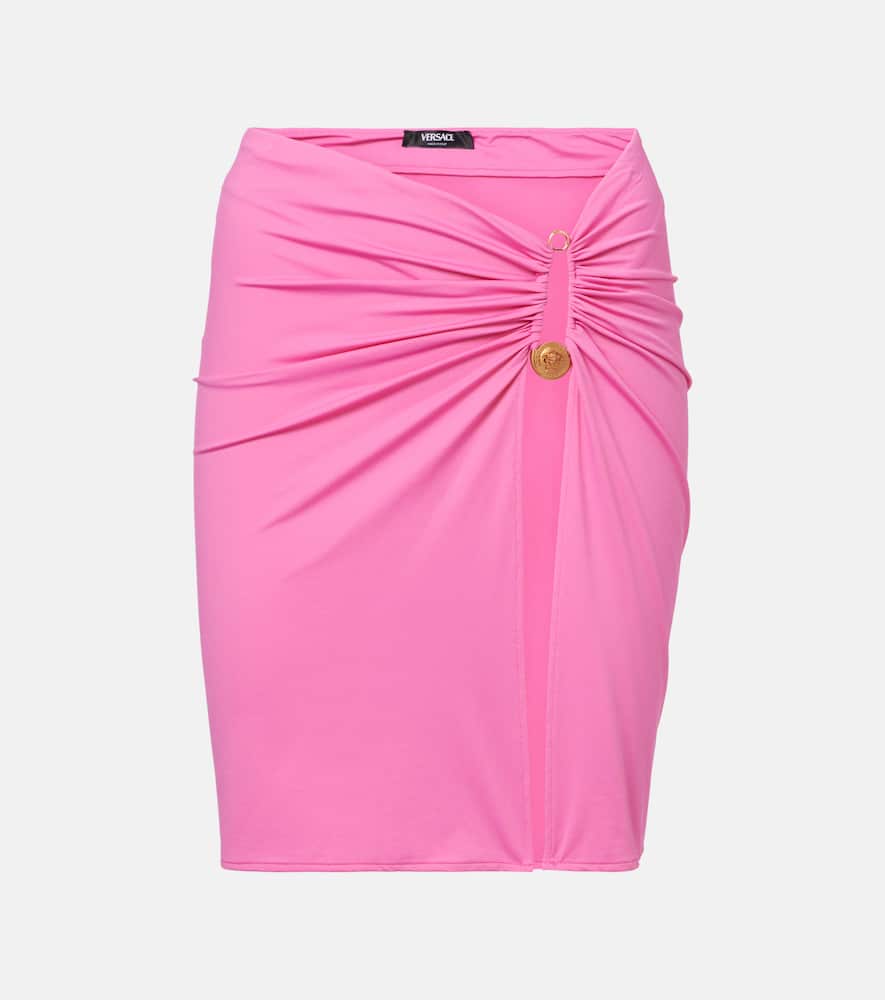 Safety Pin gathered jersey miniskirt