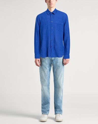 Man Shirt Bright blue Size 3XL Linen