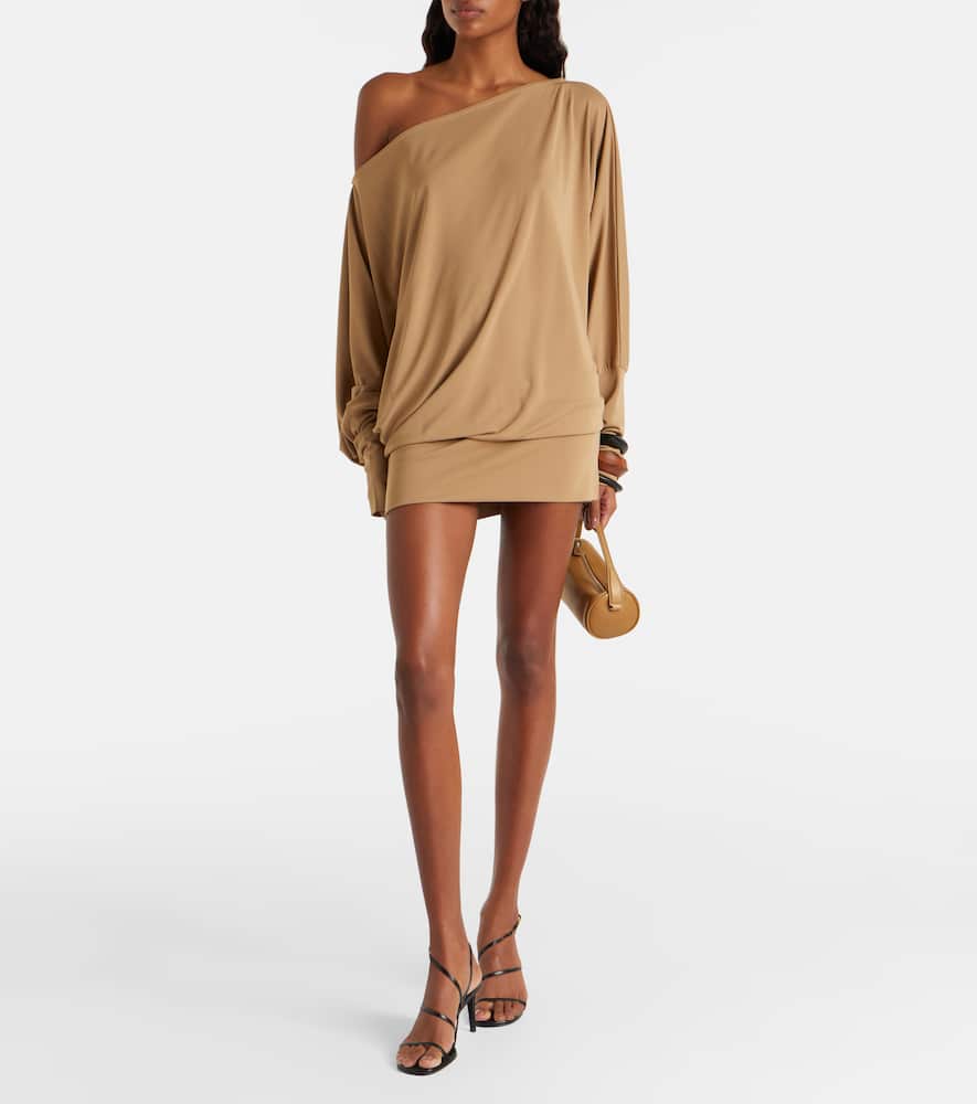 Cely asymmetric draped minidress