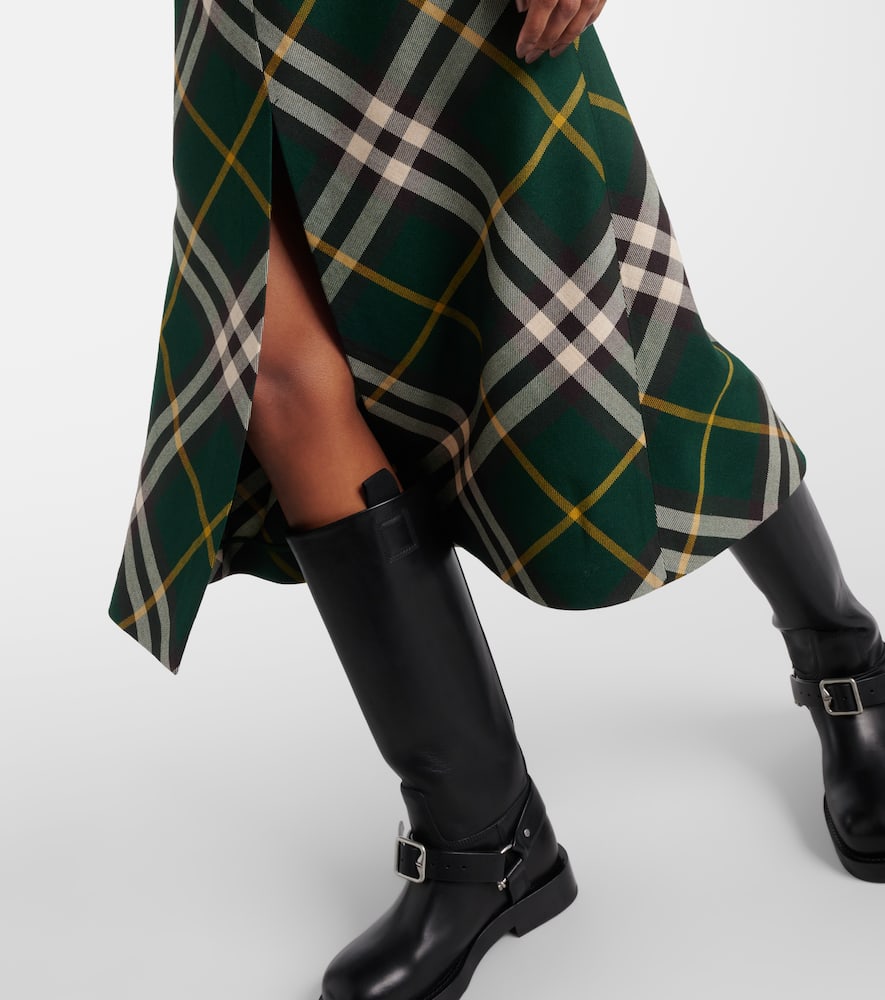 Check wool midi dress