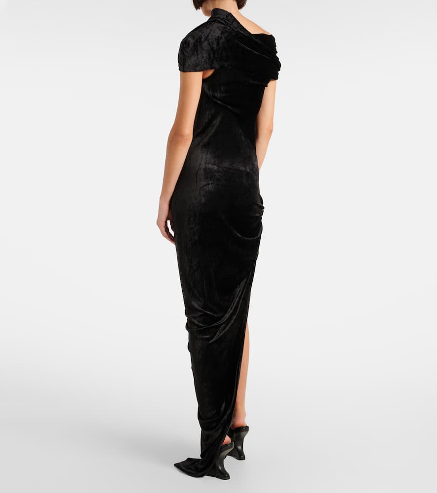 Lola asymmetric velvet gown