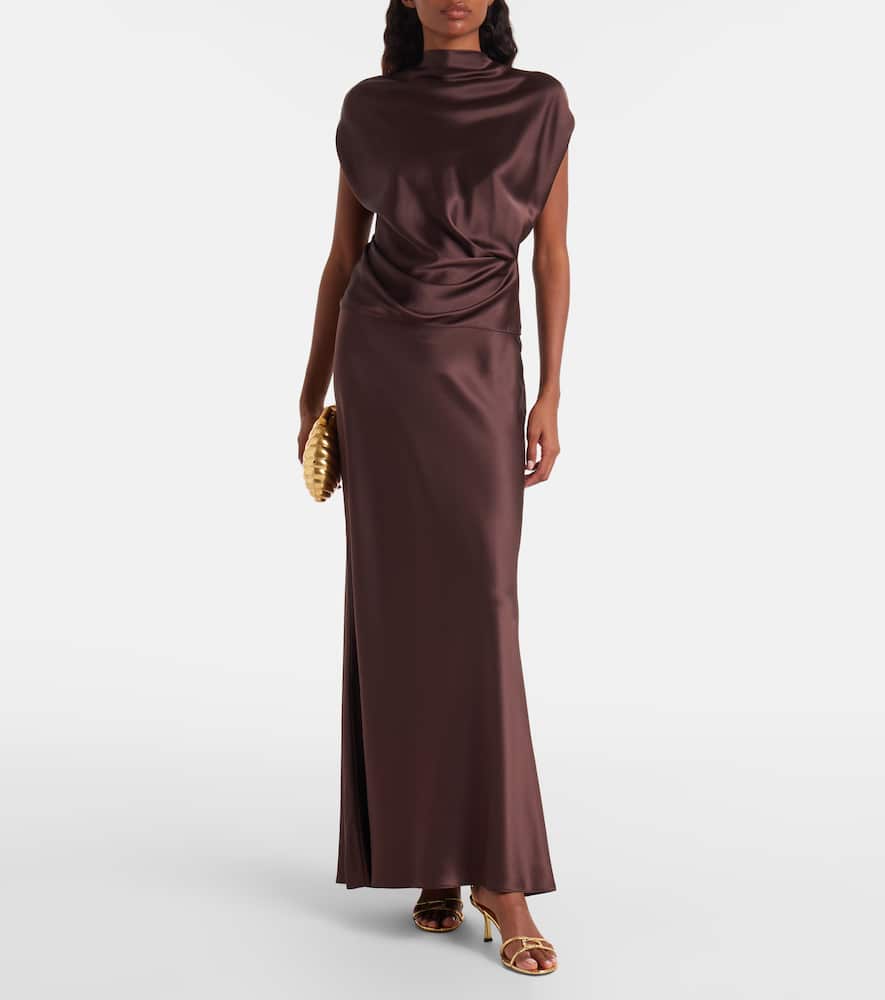 Draped silk satin top