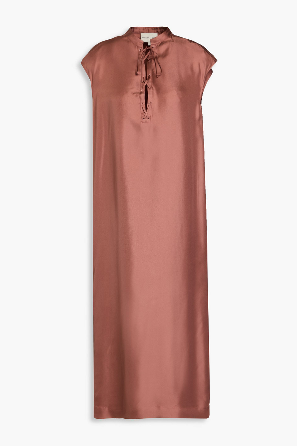 Demeter lace-up silk-twill midi dress