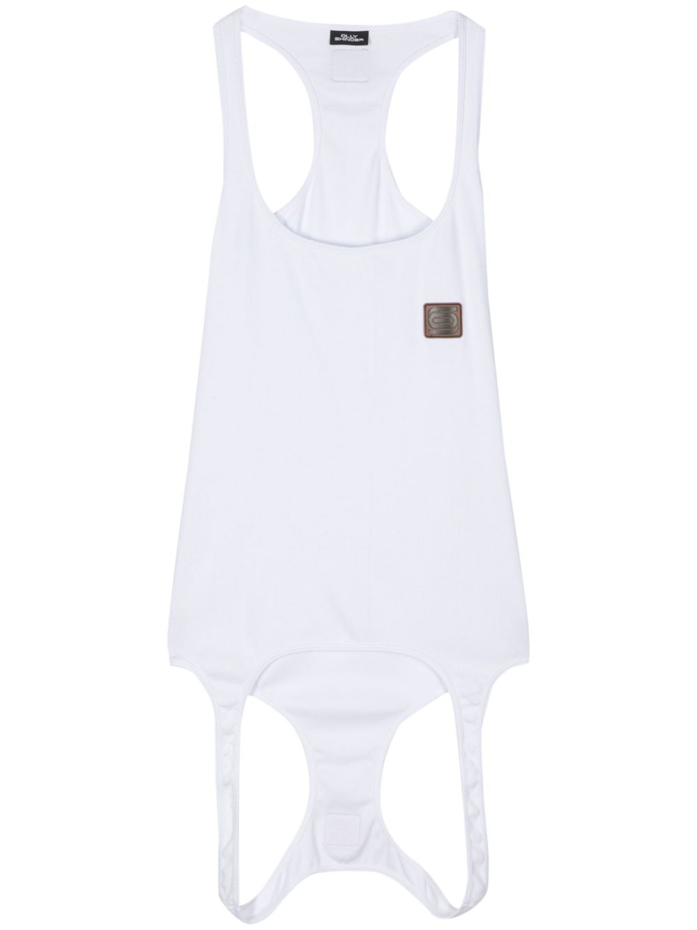 Logo-patch double-end cotton tank top - White