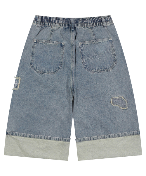 XP284 Boro Patchwork Bermuda Denim Pants