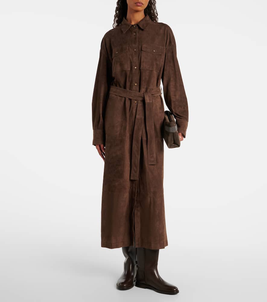 Belted suede coat