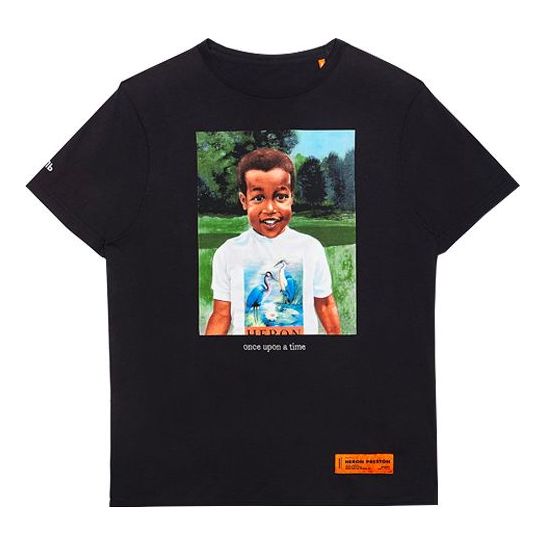Men's Little Boy Printing Short Sleeve Black