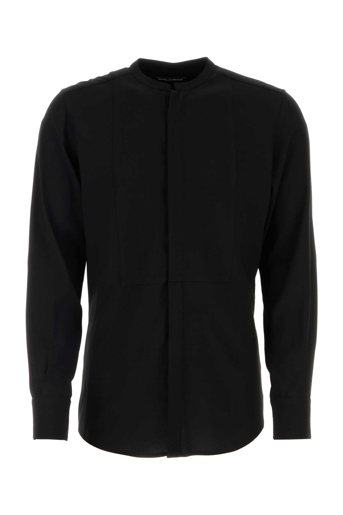 Viscose and Silk Blend Shirt — Black