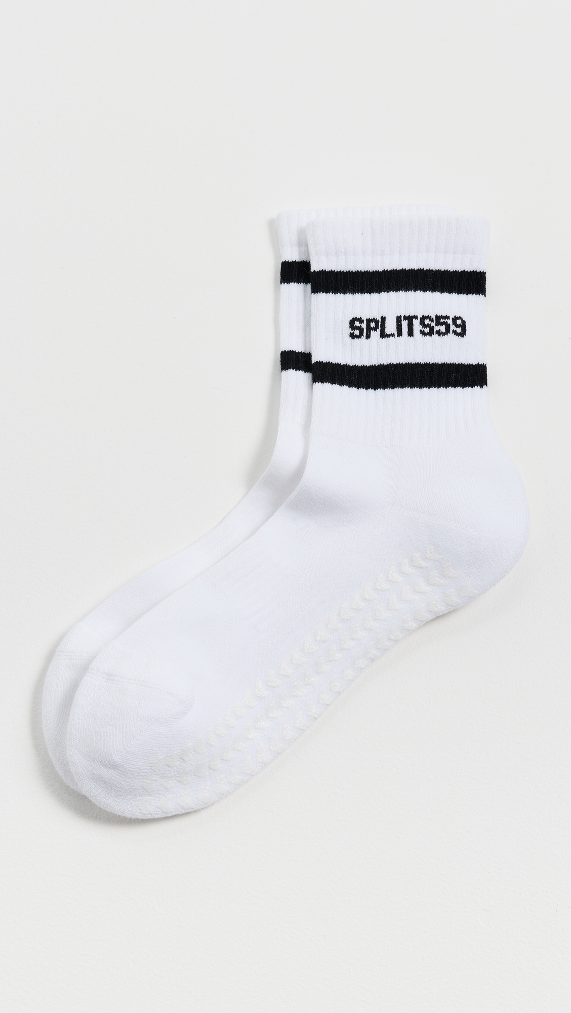 Splits59 Logo Stripe Quarter Socks with Grip White/Black One Size