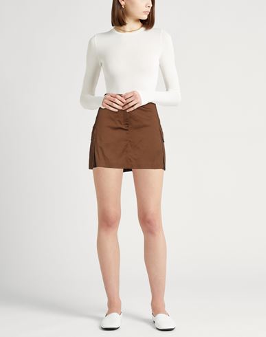 Woman Mini skirt Brown Size 6 Cotton, Elastane