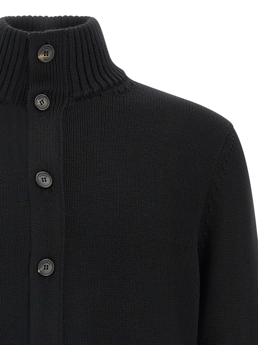 High-neck Button-fastening Cardigan