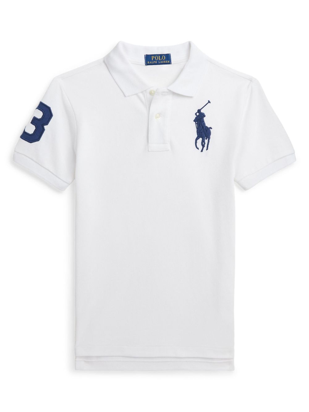 Polo Pony-embroidered cotton polo shirt - White