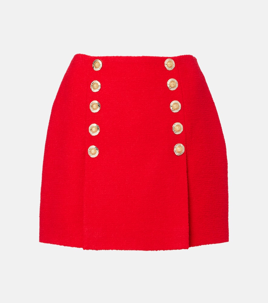 Pleated wool-blend miniskirt